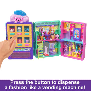 Polly Pocket Candy Style Fashion Drop Playset With 2 Dolls (3-Inch), Vending Machine, 35+ Accessories - Image 4 of 6