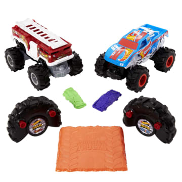 Hot Wheels RC Monster Trucks 2-Pack, RC Race Ace & HW 5-Alarm Vehicles