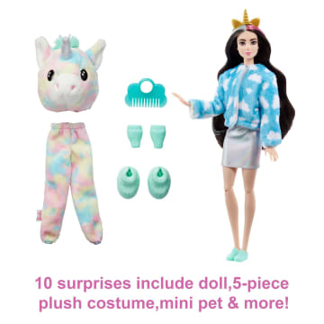 Barbie Doll Cutie Reveal Unicorn Plush Costume Doll With Pet, Color Change