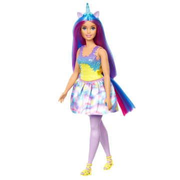 Barbie Fantasía Muñeca Unicornio Cuerno Azul - Imagem 3 de 5