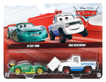 Carros da Disney e Pixar Diecast Veículo de Brinquedo Pacote de 2 Rev-N-Go & Racestarter con Bandera Blanca - Imagem 6 de 6