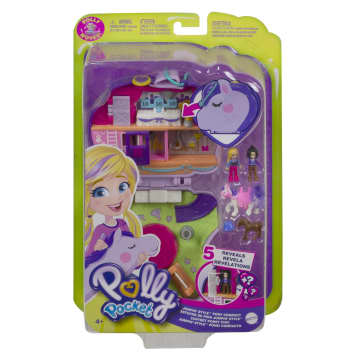 Polly Pocket Jumpin' Style Pony Compact Playset With 2 Micro Dolls & Accessories, Travel Toys