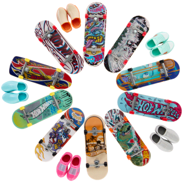 Hot Wheels Skate-Assortiment de 10Fingerboards Avec Chaussures