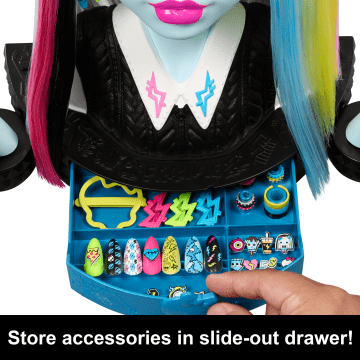 Monster High Frankie Stein Styling Head With 65+ Nail, Hair And Face Accessories - Imagen 4 de 6