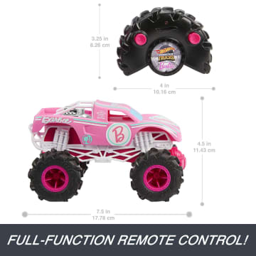 Hot Wheels RC Cars, Remote-Control Barbie Monster Truck in 1:24 Scale