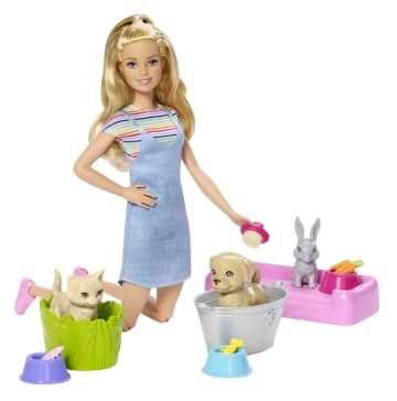 Barbie Doll with Surfboard and Pet Puppy