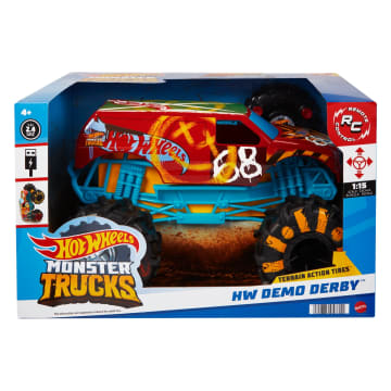 Hot Wheels RC Monster Trucks 1:15 Scale HW Demo Derby, Remote-Control Toy