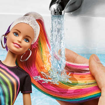 Barbie Rainbow Sparkle Hair Doll, Blonde, With Accessories