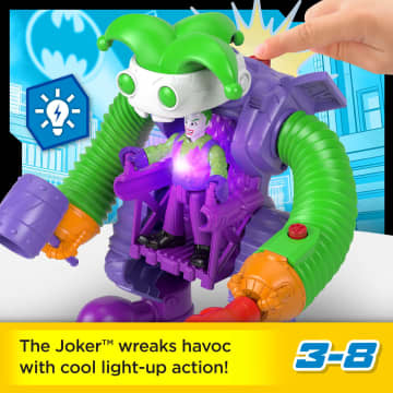 Imaginext DC Super Friends the Joker Battling Robot, 3-Piece Figure Set With Lights For Preschool Kids