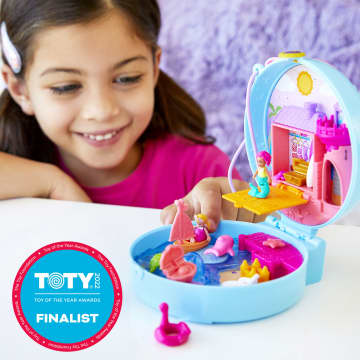 Polly Pocket Dolphin Beach Compact Playset With 2 Micro Dolls & Accessories, Travel Toys
