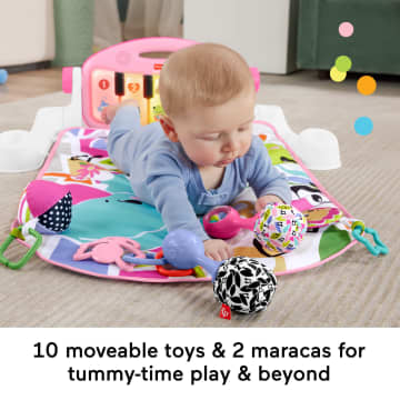 Fisher-Price Glow And Grow Kick & Play Piano Gym Baby Learning Toy With 2 Maracas, Pink