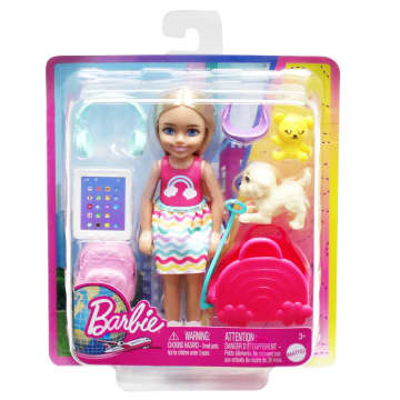 Barbie Chelsea Doll And Accessories, Small Doll Travel Set With Puppy And 6 Pieces