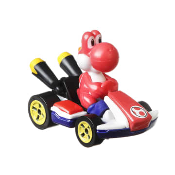 Hot Wheels Mario Kart Veículo de Brinquedo Kart Padrão Yoshi Vermelho - Imagem 2 de 5