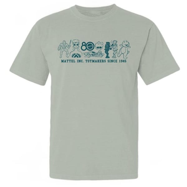 Mattel 80th Toymakers Since 1945 Green T-Shirt