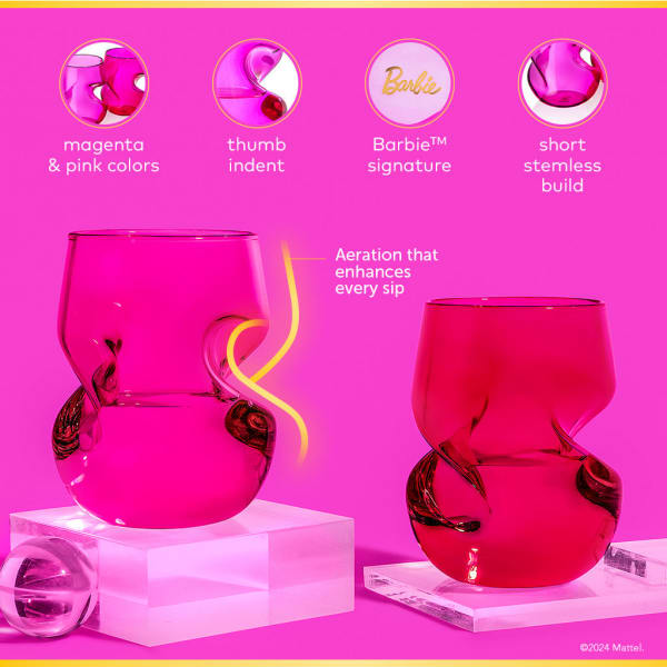 Barbie™ X Dragon Glassware® Stemless Wine Glasses