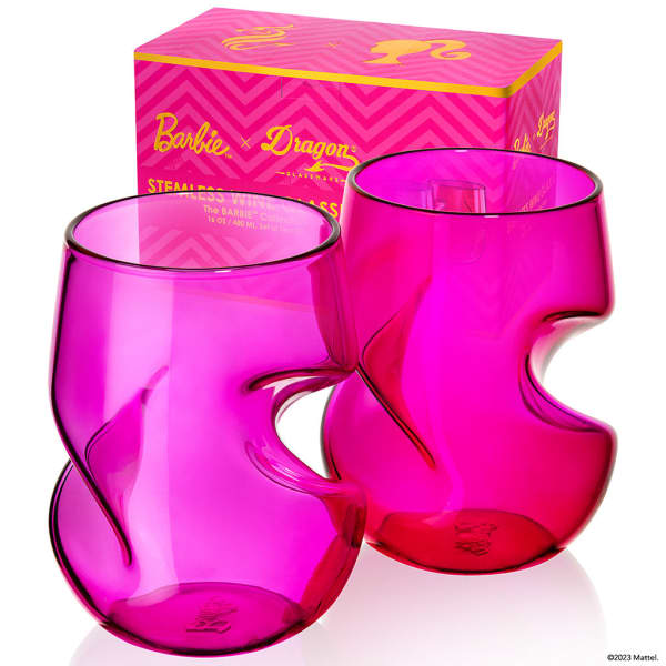 Barbie™ X Dragon Glassware® Stemless Wine Glasses