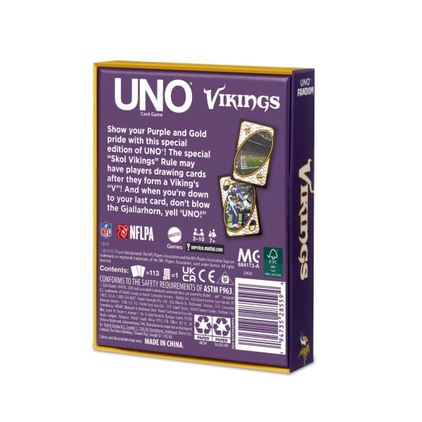 UNO Fandom NFL Minnesota Vikings Game Deck