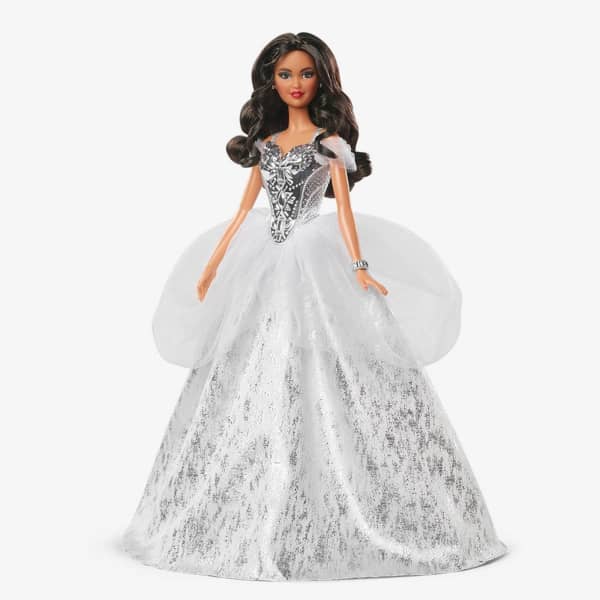 2021 Holiday Barbie Doll, Brunette Curly Hair