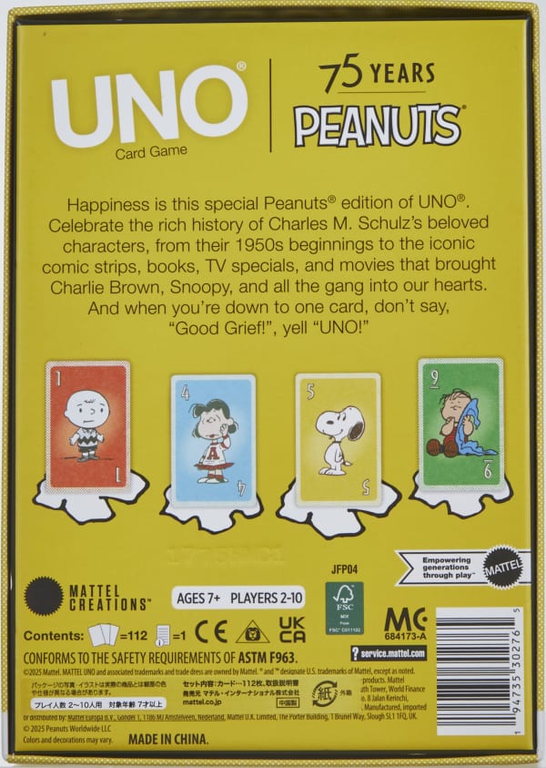 UNO Canvas Peanuts Card Deck