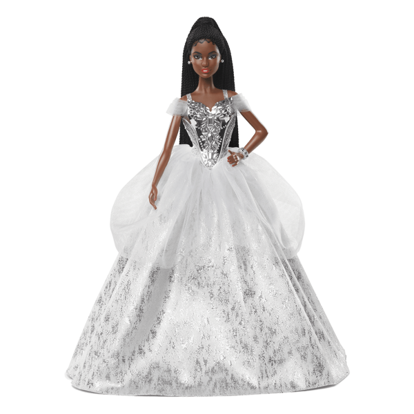 2021 Holiday Barbie Doll, Brunette Braids