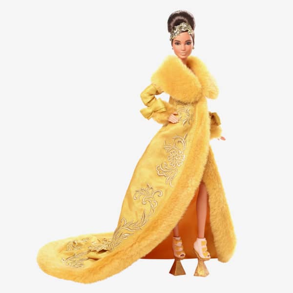 Guo Pei Barbie Doll Wearing Golden-Yellow Gown