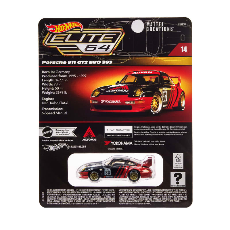 Hot Wheels Elite 64 Porsche 911 GT2 EVO 993 | Mattel Creations UK