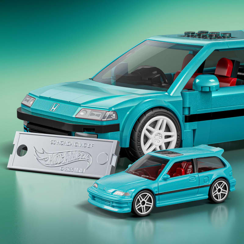 ホットウィール ブリックショップ カスタム '90 ホンダ シビック EF Mattel Brick Shop Hot Wheels Custom '90 Honda Civic EF Building