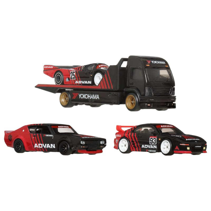 Hot Wheels Premium Sammler Display-Sets, 3 Autos und 1 Transporter