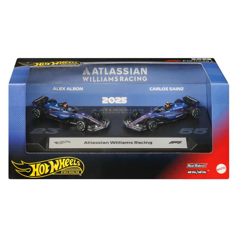 Hot Wheels Premium Atlassian Williams Racing 2025 Formula 1® Team #23 Alex Albon & Team #55 Carlos Sainz