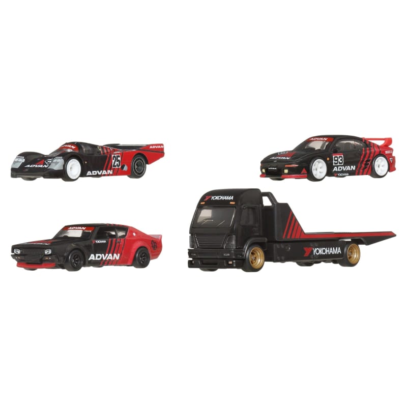 Hot Wheels Premium Sammler Display-Sets, 3 Autos und 1 Transporter