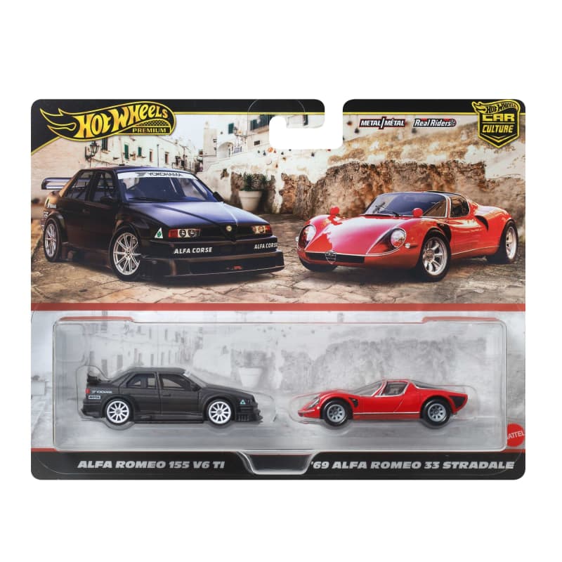Hot Wheels Premium Car Culture 2-Pack Alfa Romeo 155 V6 TI & '69 Alfa Romeo 33 Stradale