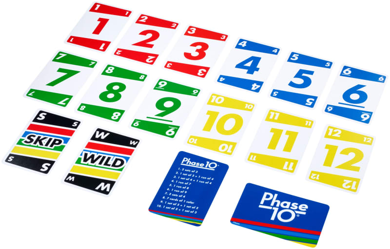 Phase 10 Card Game with Color Blind Accessible Deck