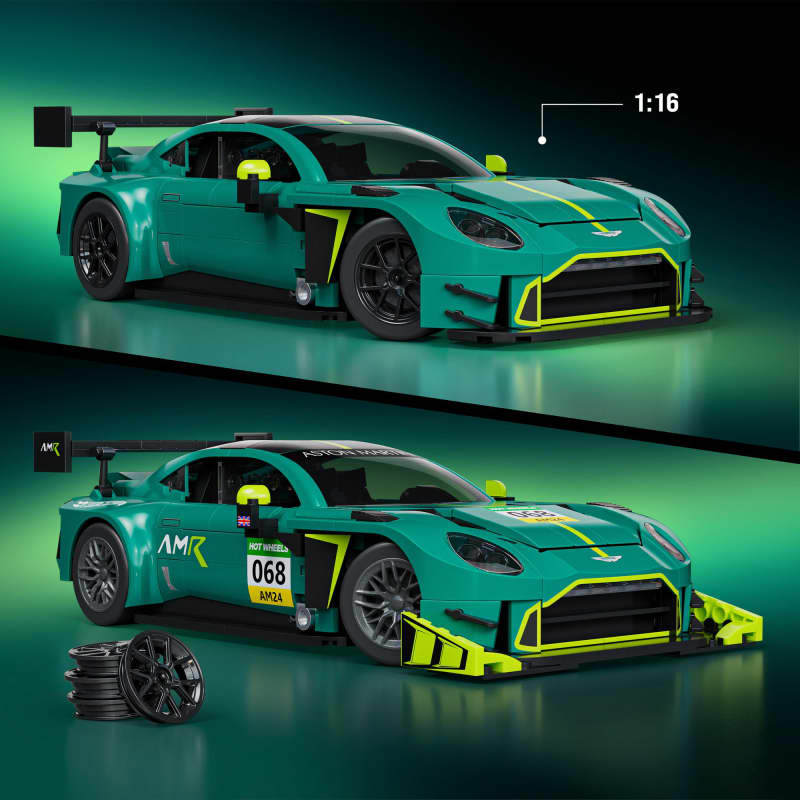 Mattel Brick Shop Hot Wheels ’24 Aston Martin Vantage GT3 Building Set