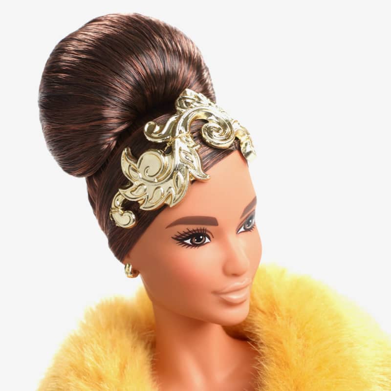 barbie with yellow dress Layered Lace Enjoy Life Psoriasis This Barbie Doll toy features Frenchy Barbie pageant outfit | Barbie