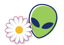 Daisy and alien head decorative element