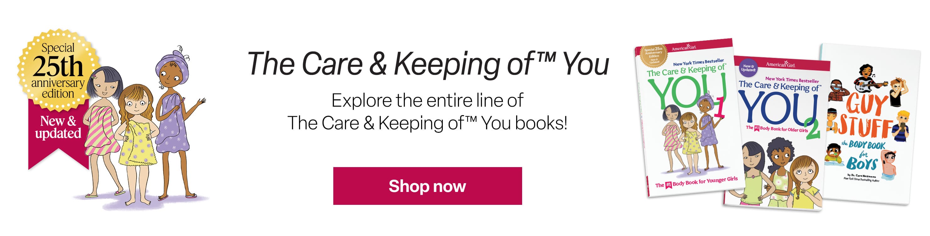 Banner advertising the Care and Keeping of You books