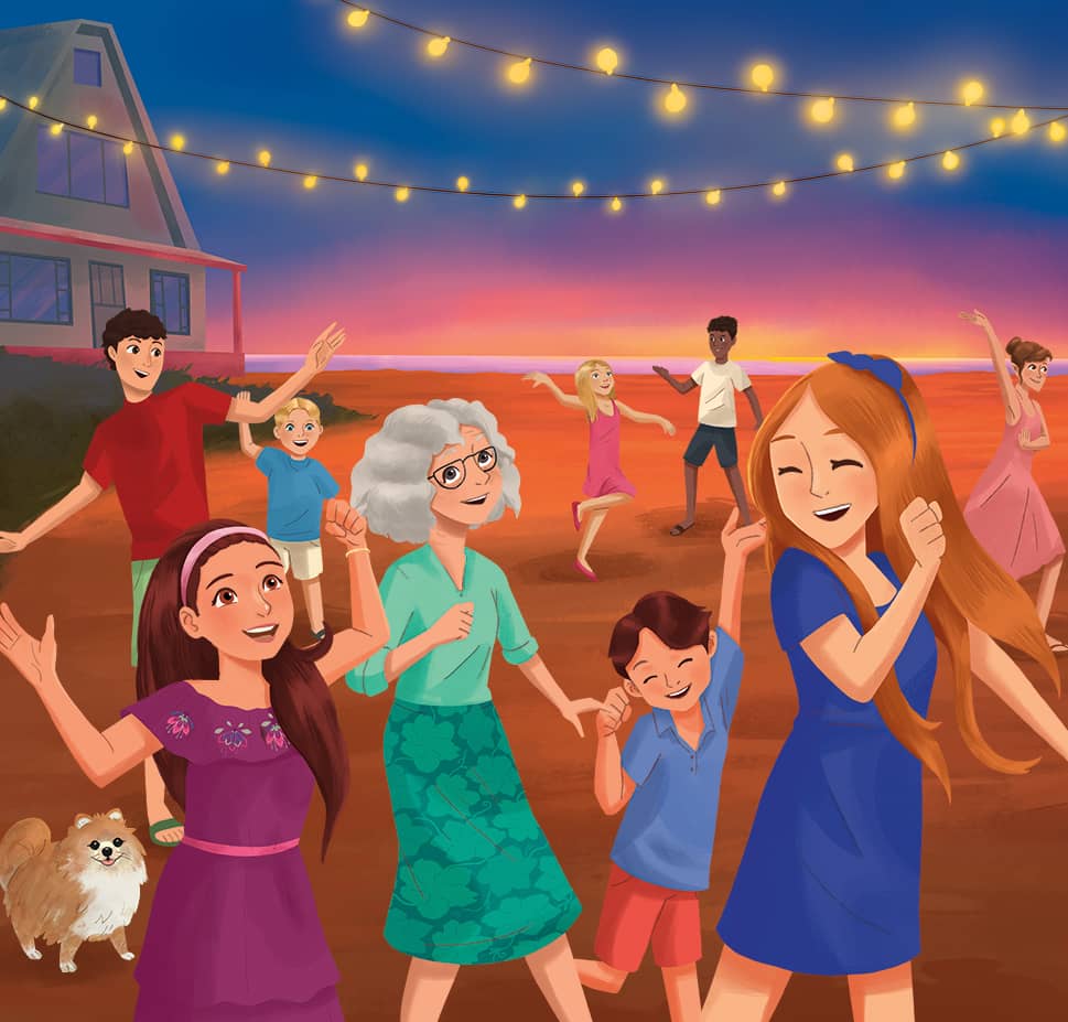 Raquel dancing with her family