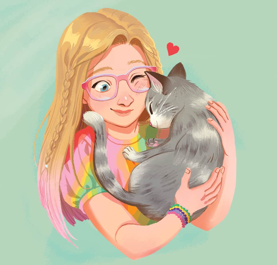 Summer snuggling with a cat