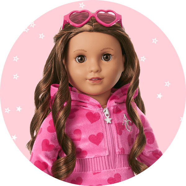 Doll in pink heart zip up sweater