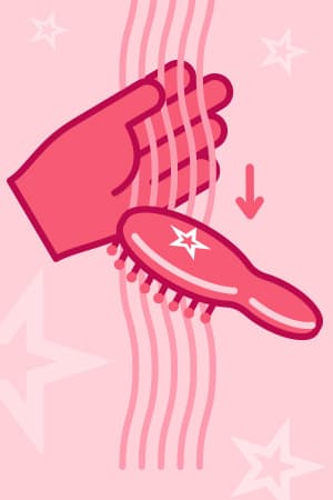 Illustrated hand brushing hair with downwards motion