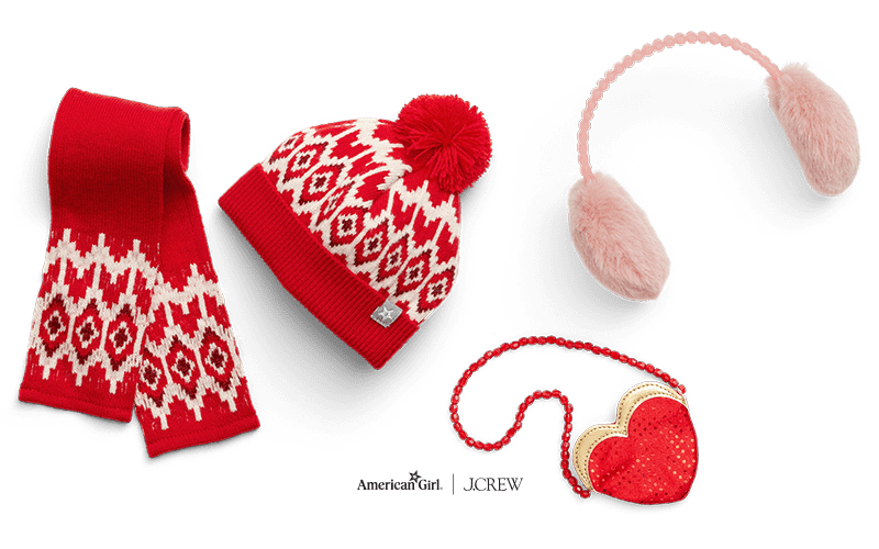 American Girl J.Crew collaboration featuring beanies and scarves