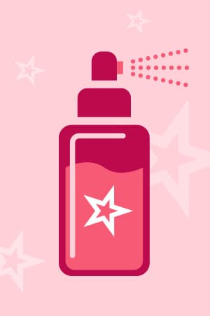 Illustrated image of water spraying from spray bottle