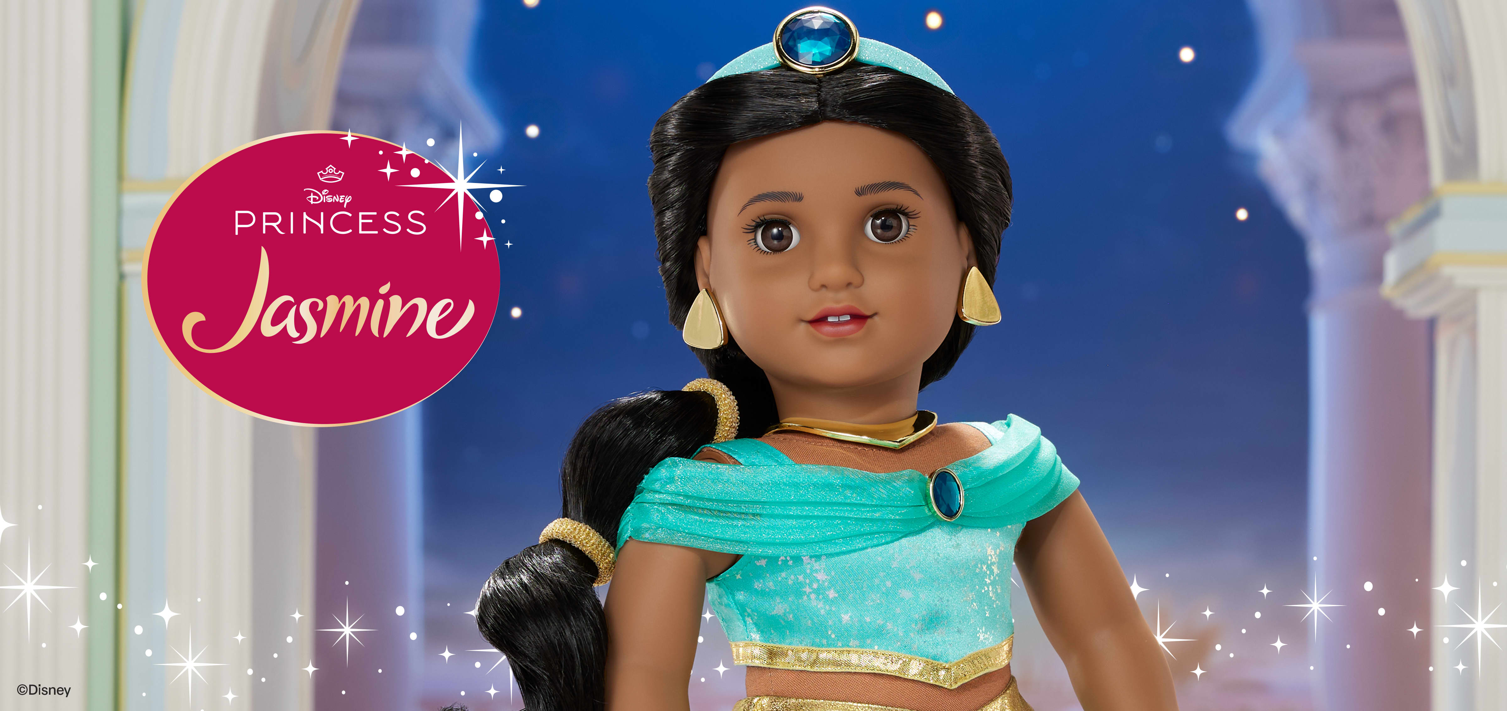 Image of American Girl Jasmine doll with text 'Princess Jasmine'.