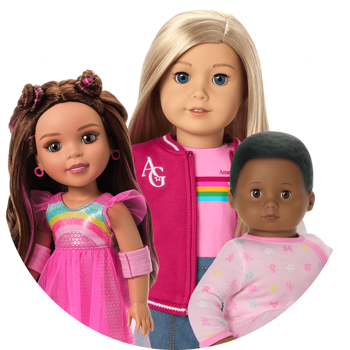 AG Sisters doll, Truly Me doll and Bitty Baby doll