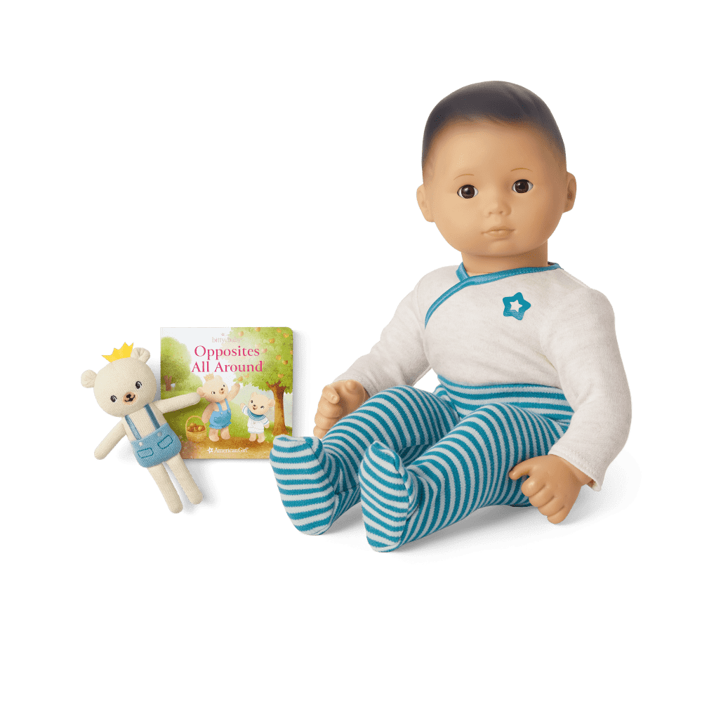Bitty Baby® Doll #4 in Soft Blue + Bear Friend & Board Book