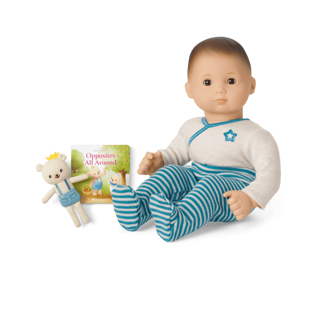 Bitty Baby® Doll #2 in Soft Blue + Bear Friend & Board Book