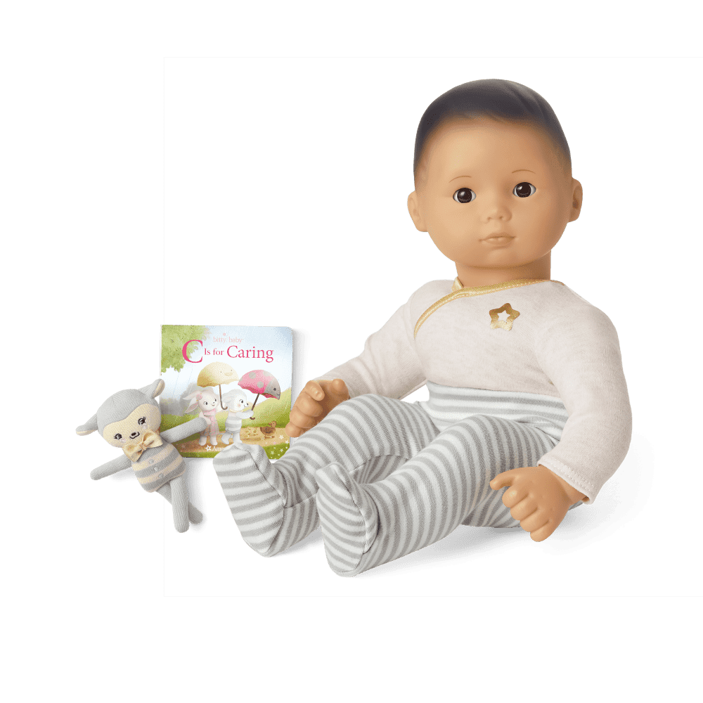 Bitty Baby® Doll #4 in Cloud Gray + Lamb Friend & Board Book