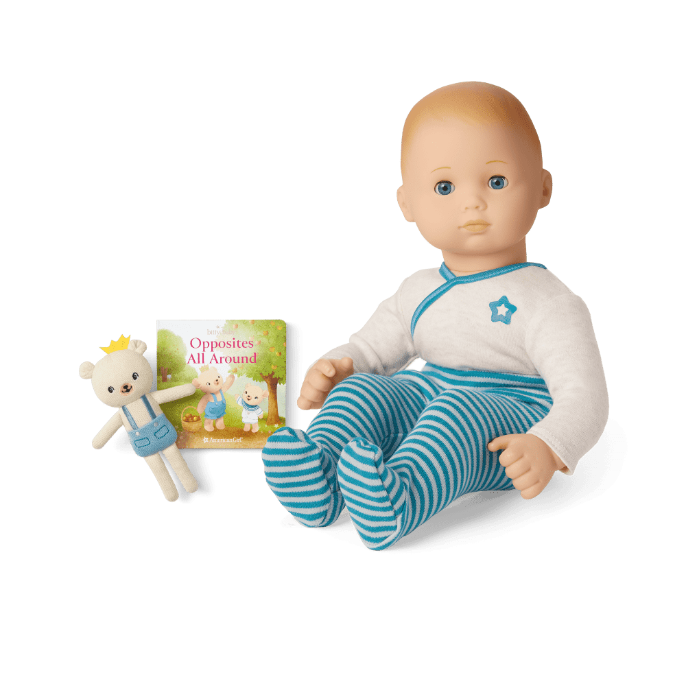 Bitty Baby® Doll #3 in Soft Blue + Bear Friend & Board Book