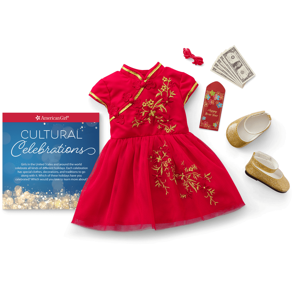 Lunar New Year's Celebration Outfit for 18-inch Dolls