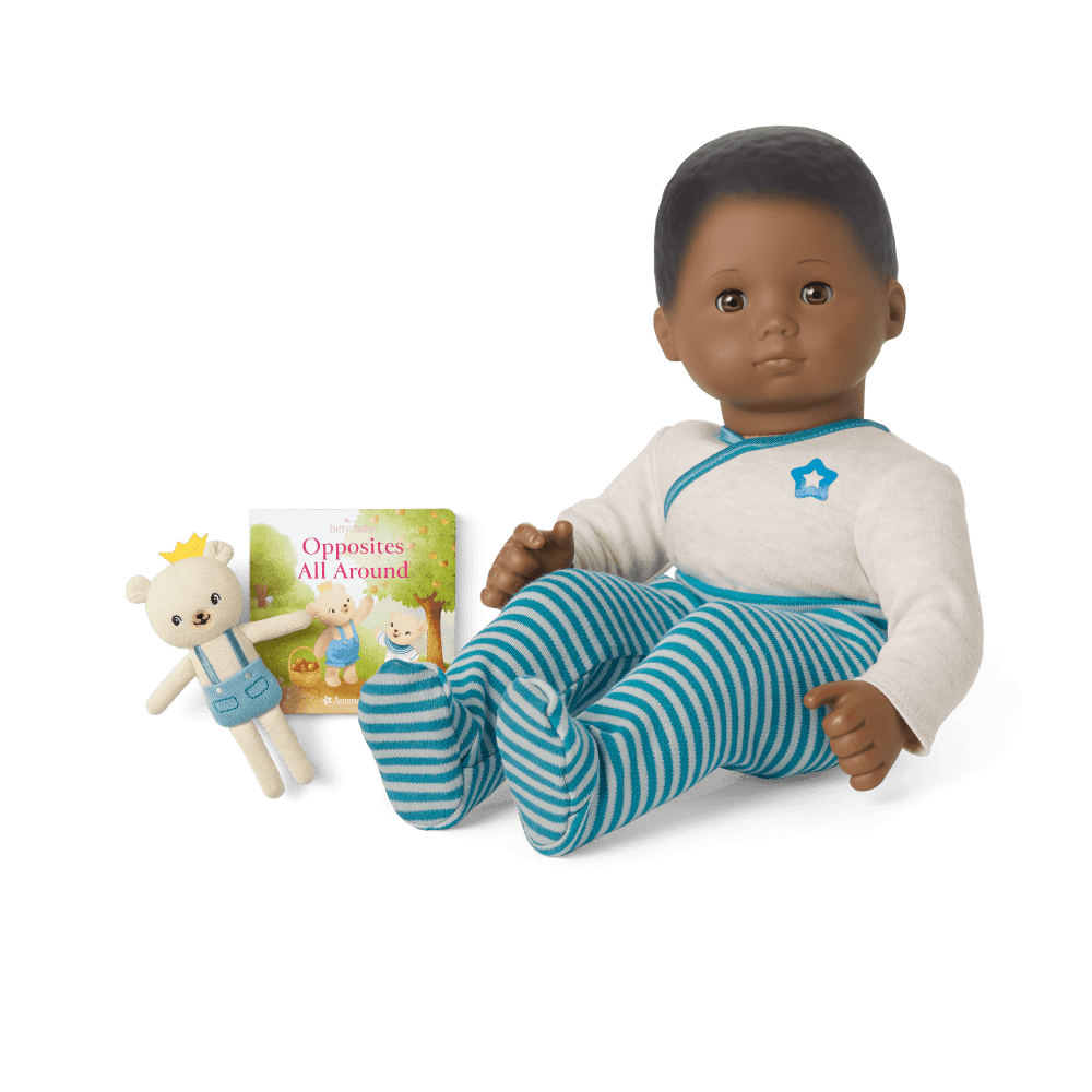 Bitty Baby® Doll #1 in Soft Blue + Bear Friend & Board Book